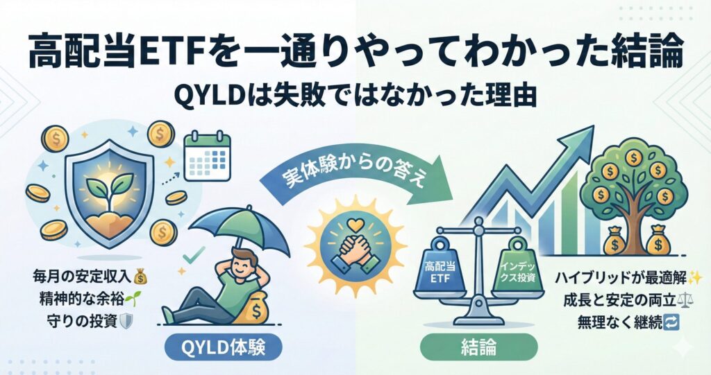 高配当ETFを一通りやってわかった結論｜QYLDは失敗ではなかった理由