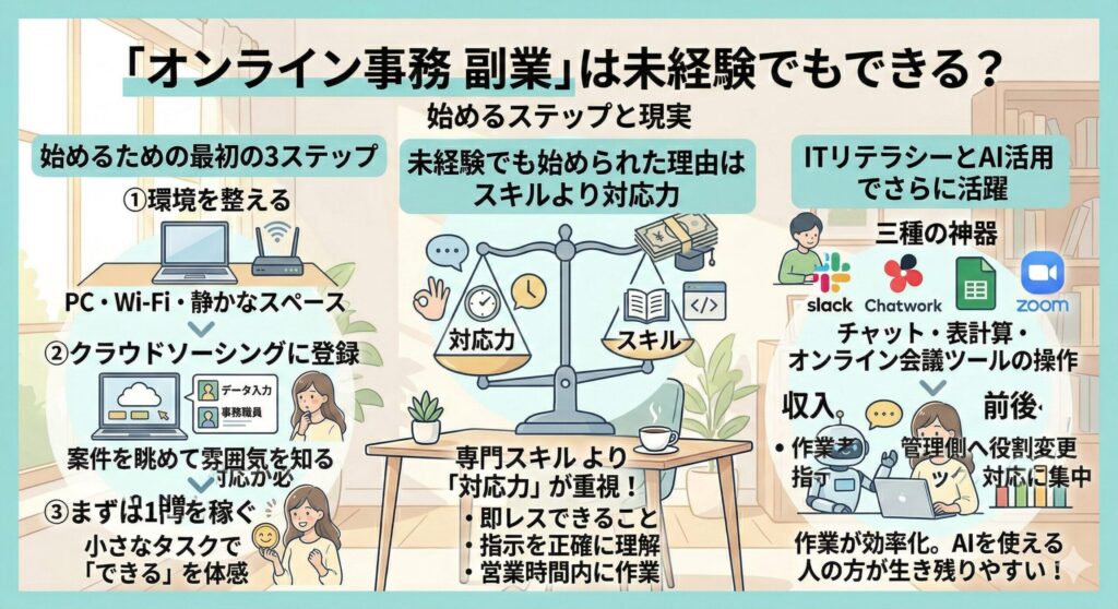 オンライン事務 副業は未経験でもできるのか