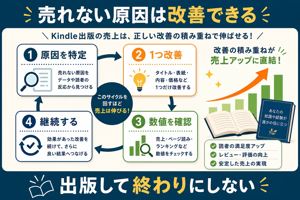 Kindle出版が売れない原因を改善する手順をまとめた図解